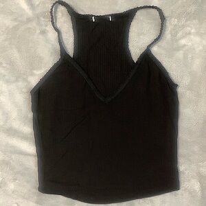 (XS) Black ribbed tank top